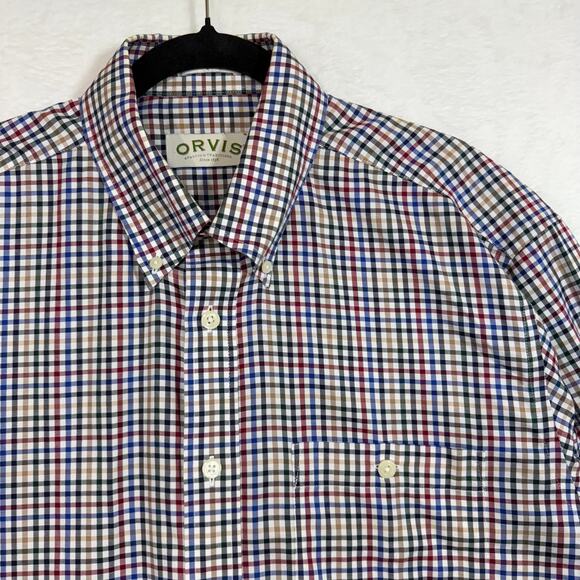 Orvis‎ L Check Button Down Shirt Colorful Plaid Long Sleeve Office Wedding Guest - Picture 2 of 10